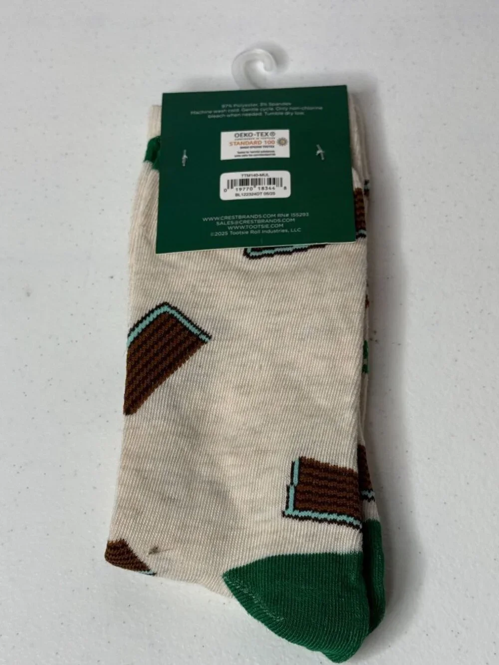 Andes Creme De Menthe Crew Socks Mens 10-13 Green Candy Novelty NWT